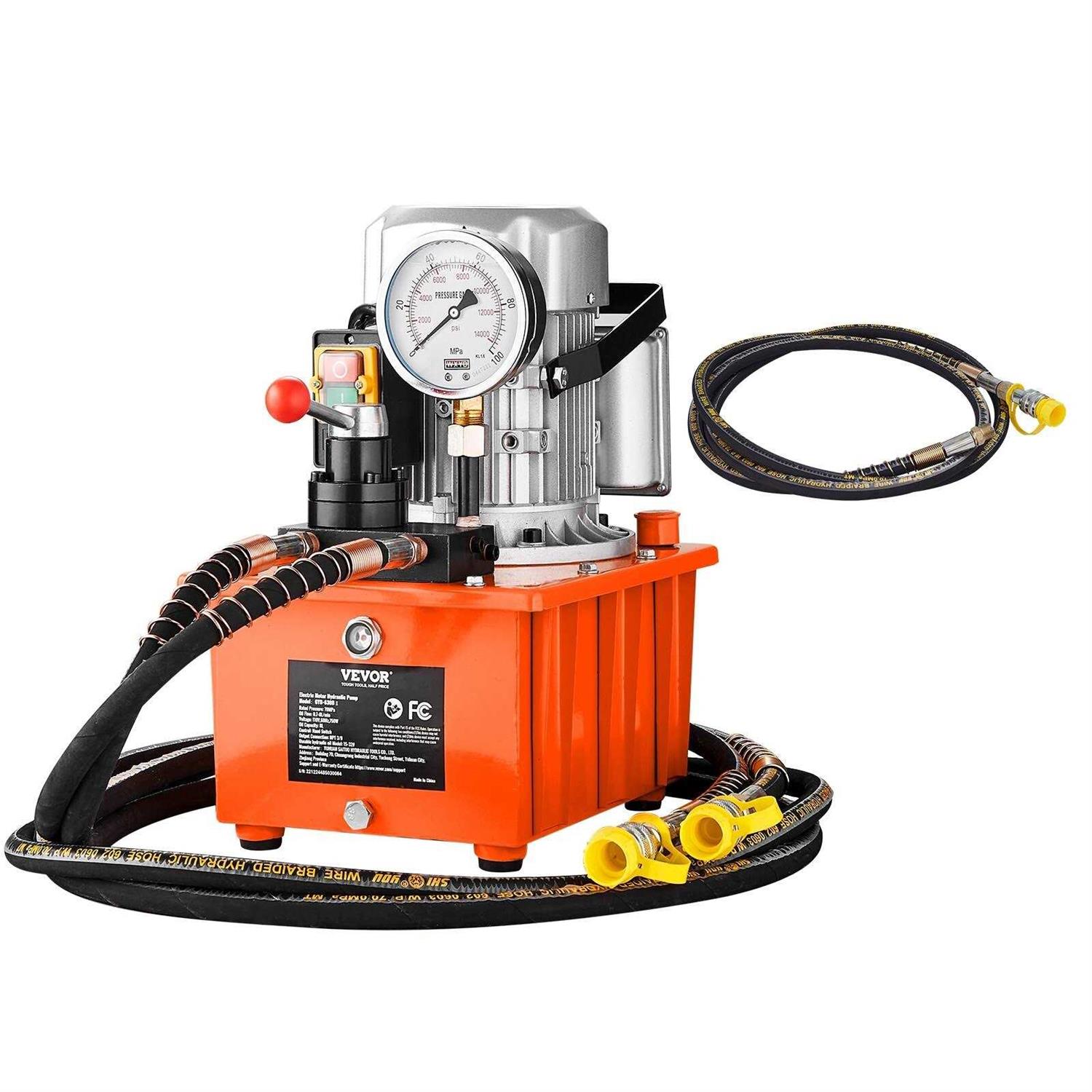 VEVOR Electric Hydraulic Pump 10000 PSI 750W 110V 488 in³/8L Capacity - Image 3