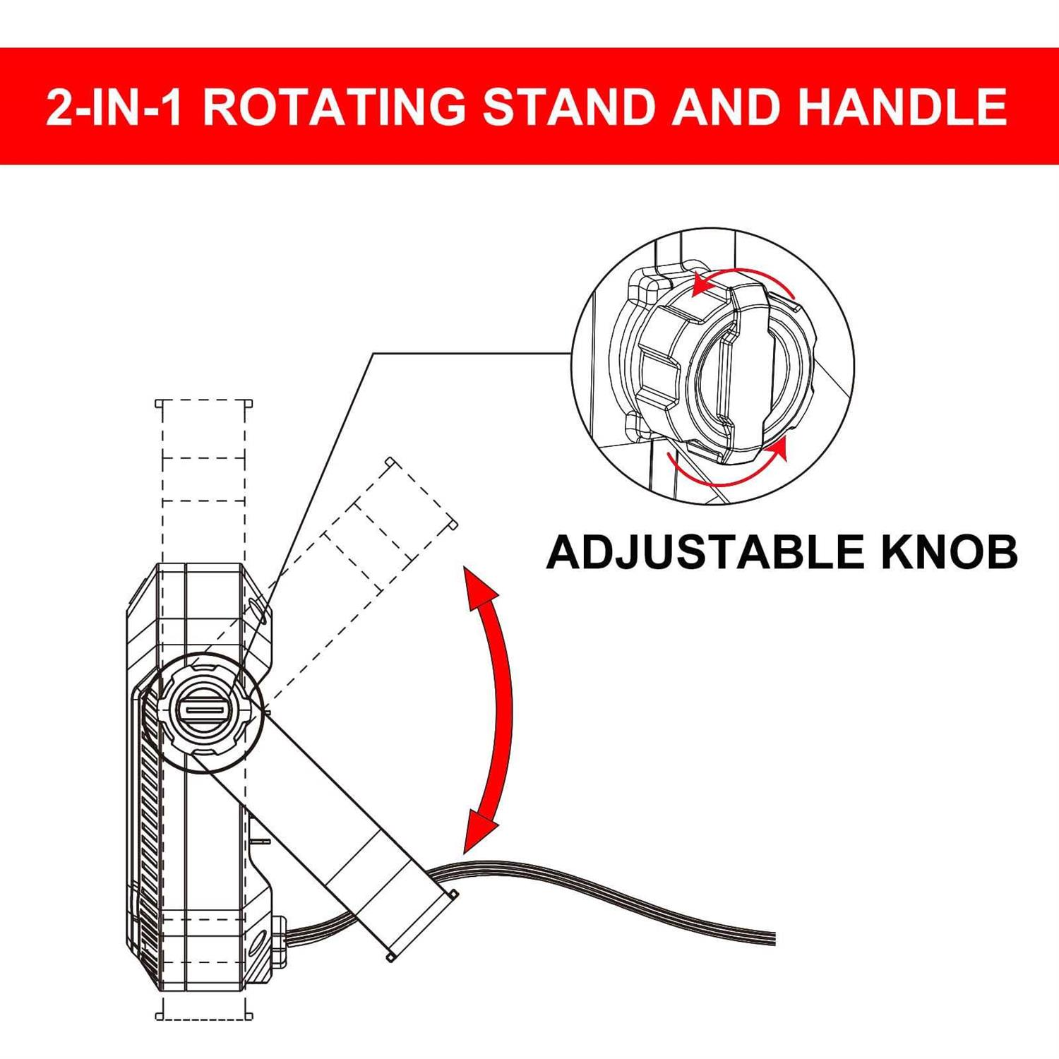 Craftsman 1100 Lumens 4000K LED Tiltable Portable Work Light 2-in-1 Adjustable Metal Rotating Stand and Handle - Image 4