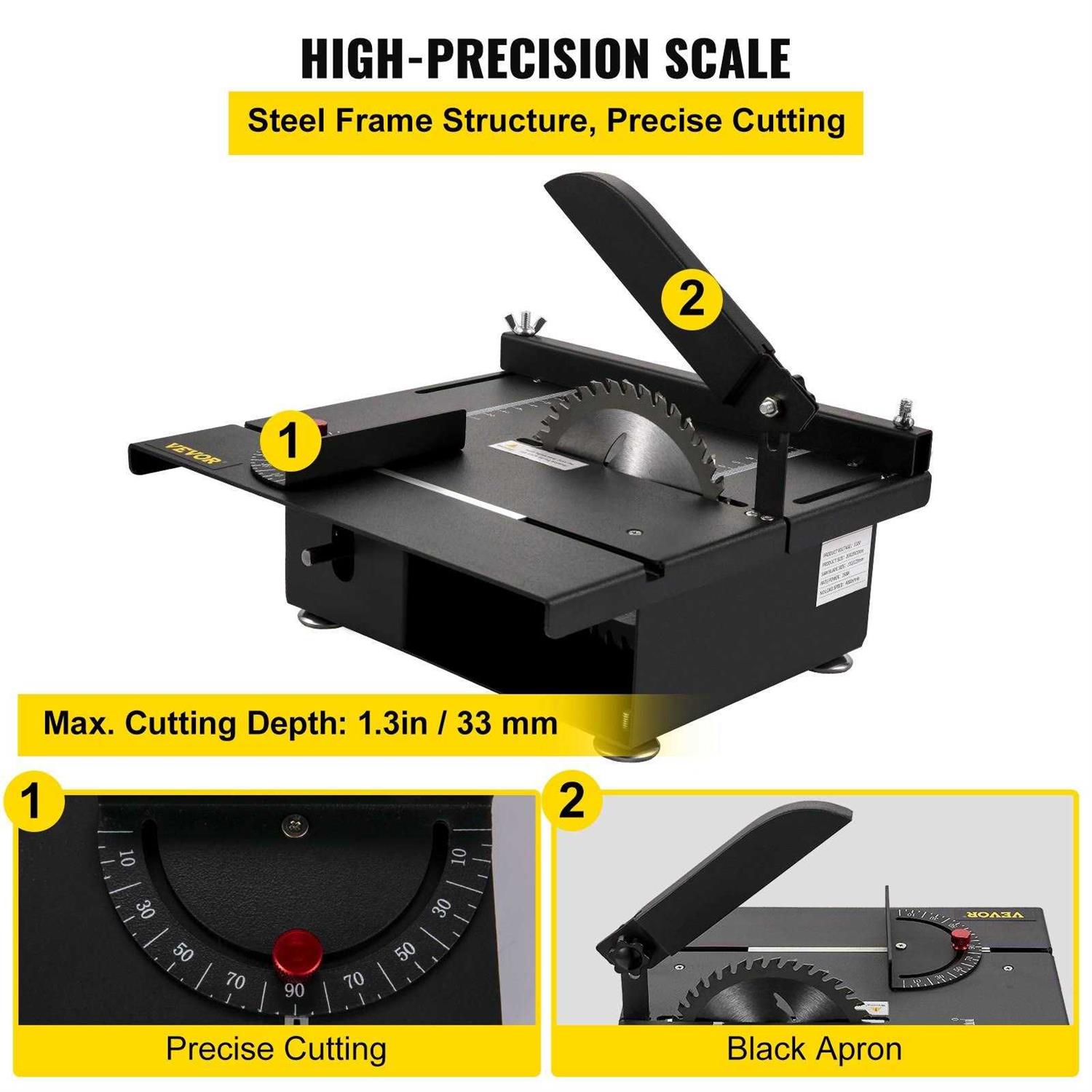 VEVOR Mini Table Saw 200W Hobby Table Saw for Woodworking 0-90 Angle Cutting Portable Diy Saw 4000RMP Multifunctional Table Saws XXTSJDZHS110VT - Image 4