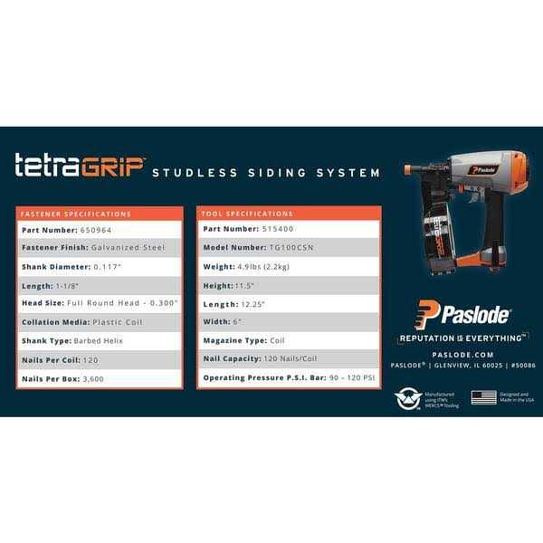 Paslode Pneumatic 1-1/8 in. 0° tetraGRIP Coil Siding Nailer - Image 2