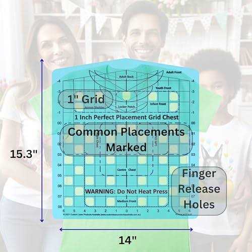 A tshirt ruler guide for vinyl alignment and accurate placement anywhere on the shirt. an all-in-one t shirt ruler guide for heat press pressing - Image 3