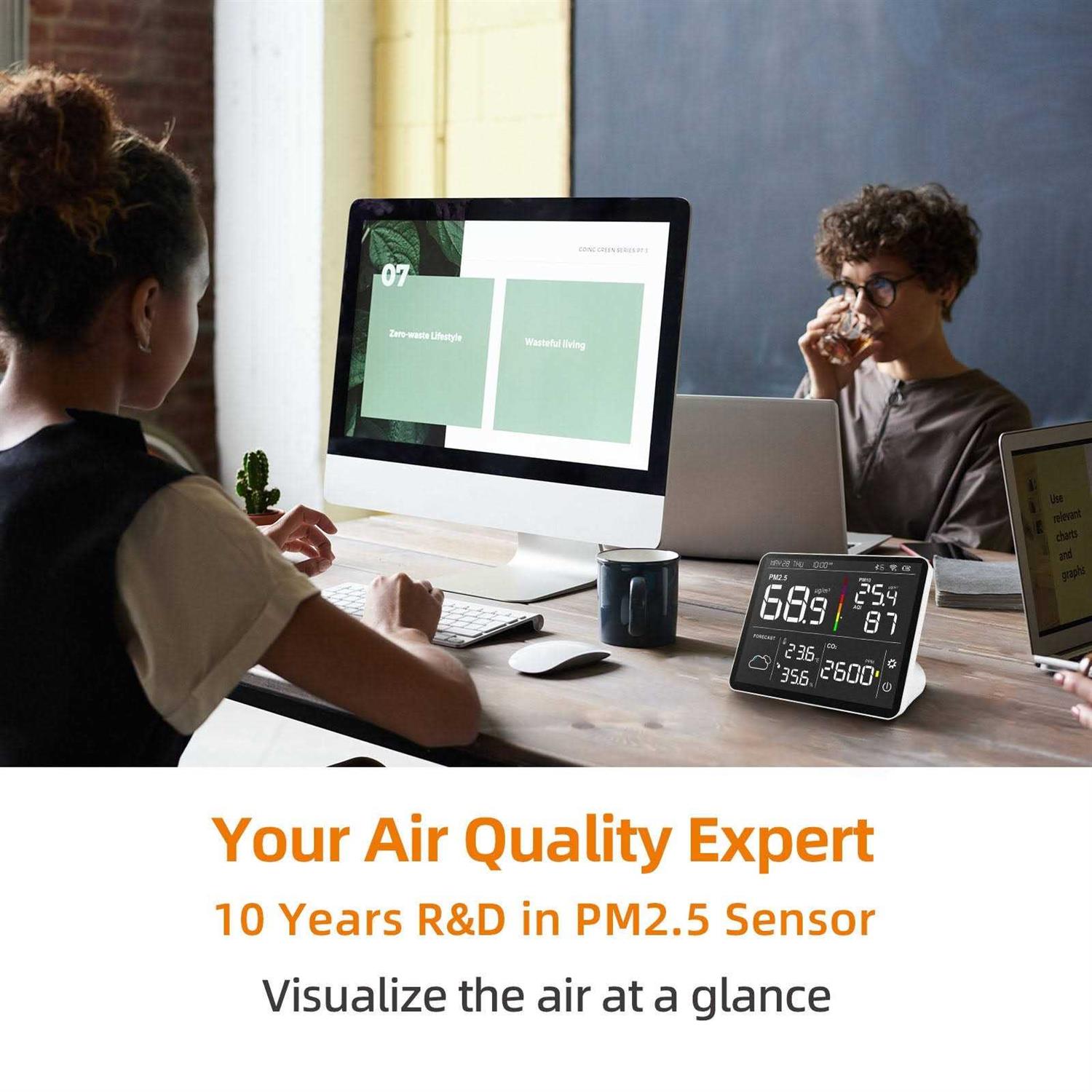 Temtop Air Station M100 Air Quality Monitor Pm2.5 AQI CO2 Tester - Image 4