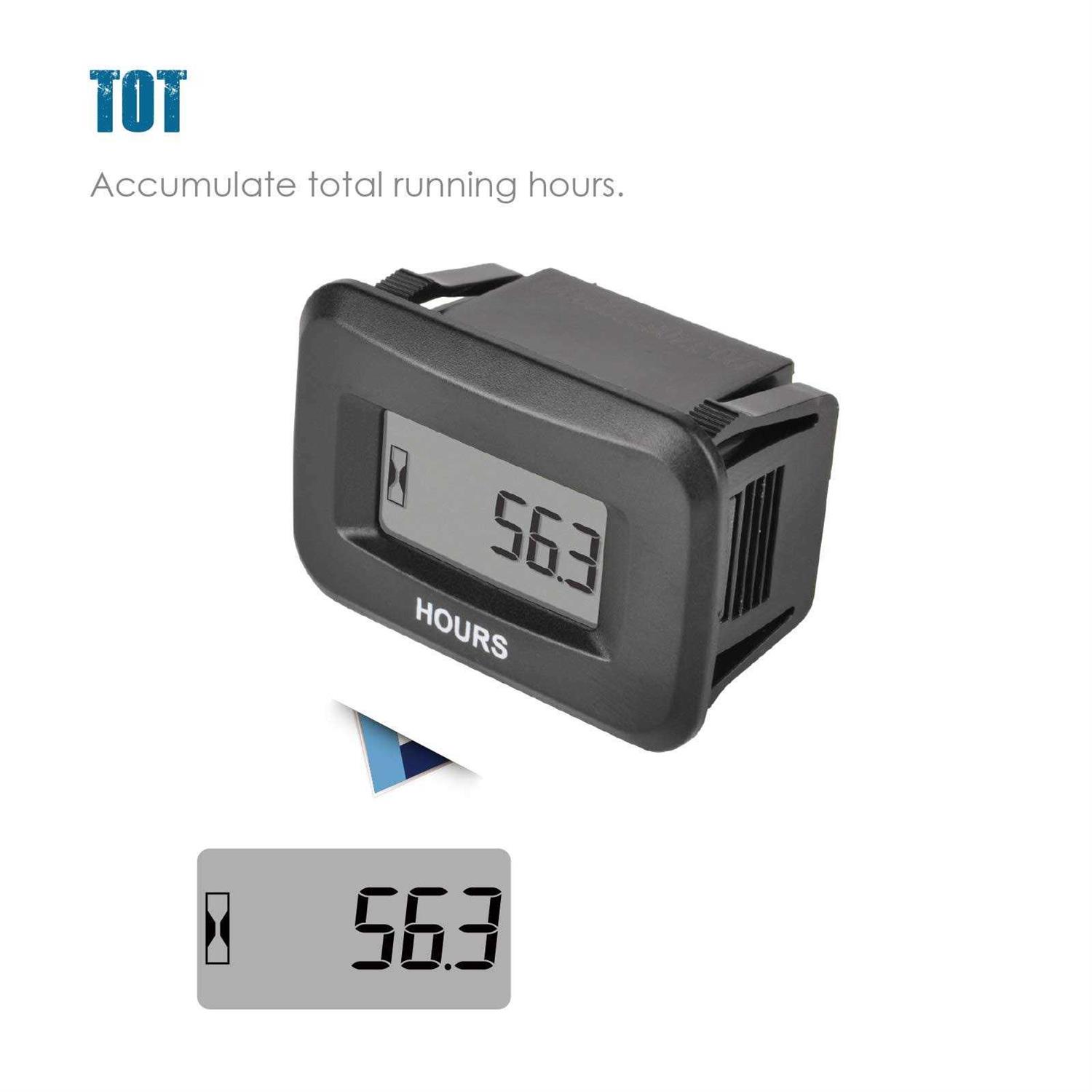 Runleader Digital Hour Meter Maintenance Reminder,Volt DC 5V to 60V for ZTR Lawn Mower Tractor Generator Golf cart Club car Scrubber Marine ATV Motor - Image 2