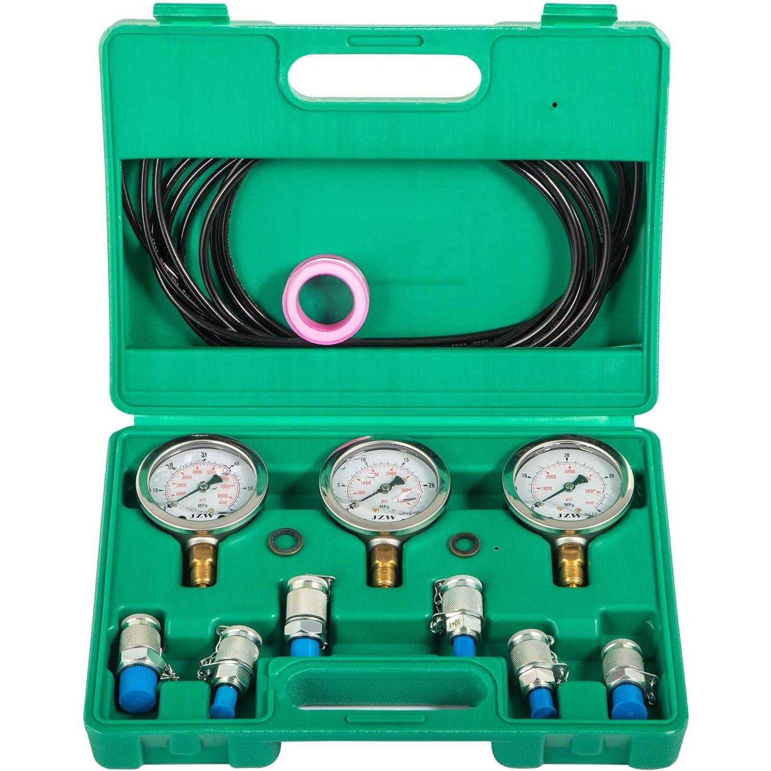 VEVOR Hydraulic Pressure Test Kit 25/40/60MPa Hydraulic Test Gauge Kit with 6 Couplings YLB6GJTTZ00000001V0