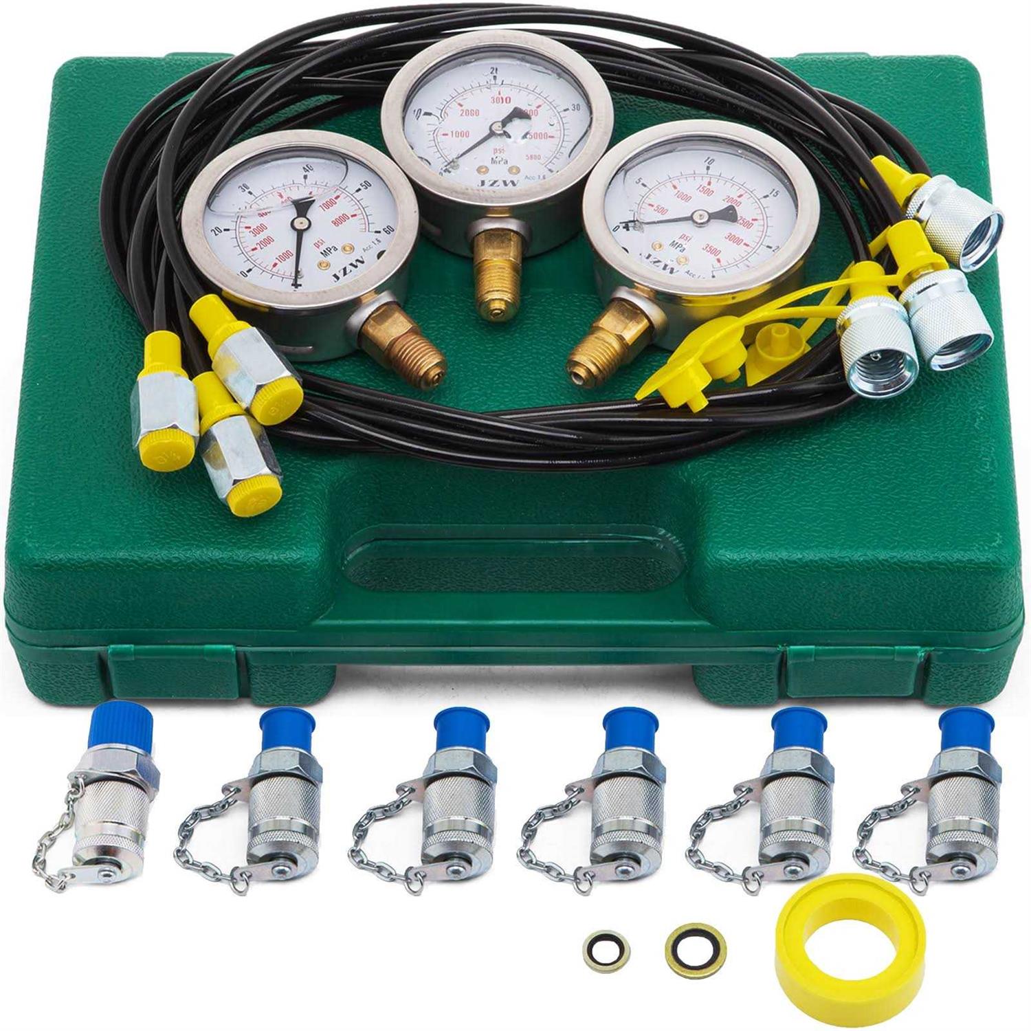 VEVOR Hydraulic Pressure Test Kit 25/40/60MPa Hydraulic Test Gauge Kit with 6 Couplings YLB6GJTTZ00000001V0 - Image 3