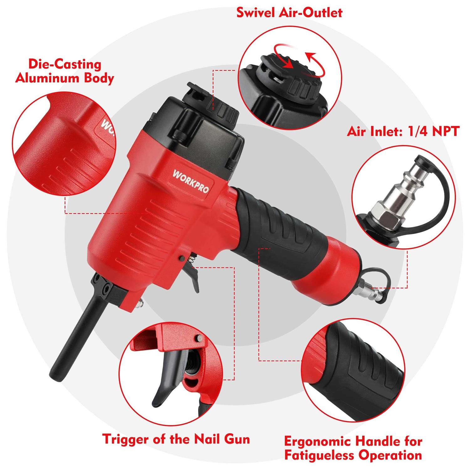 Workpro Pneumatic Nail Remover Professional Heavy Duty Punch Nailer/Nail Puller/Nail Remover for Wood Workpieces - Image 3