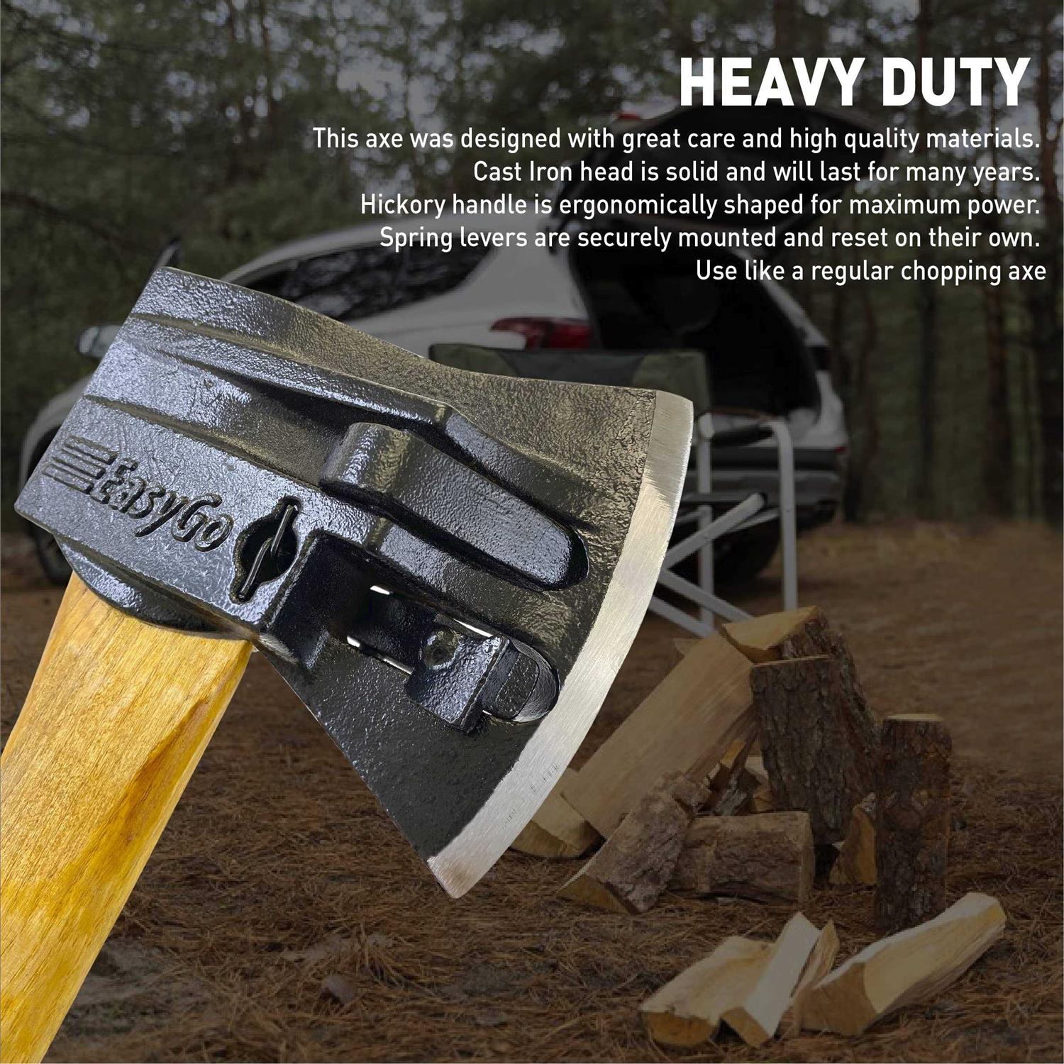 Chopper Wooden Axe # 1 Splitting Maul Axe – Powerful Log Splitting Action – Spring Activated Levers Separate Wood – 6.25# Cast Iron Head – 32” - Image 4