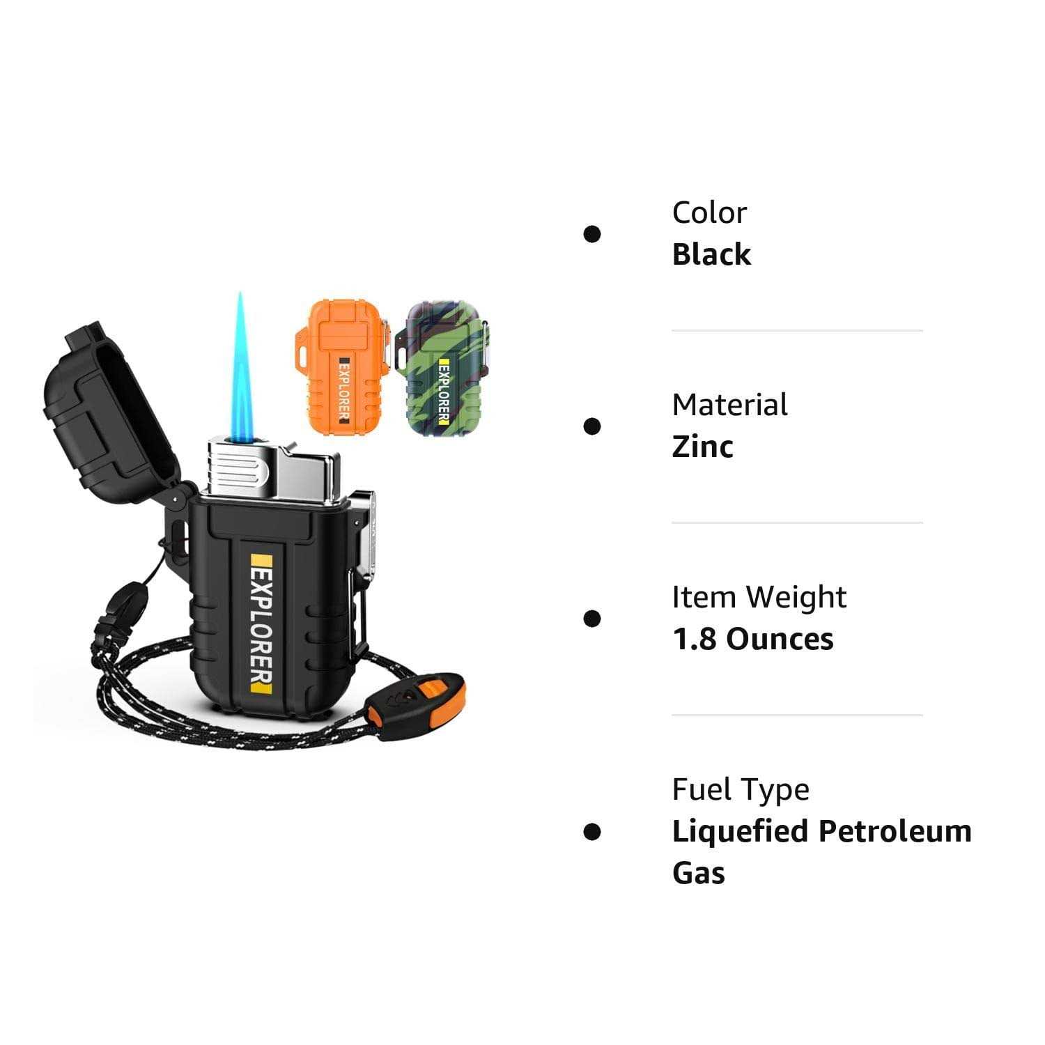 Torch Lighter, Refillable Butane Lighter with Lock, Windproof and Waterproof Adjustable Jet Flame Lighters - Image 4