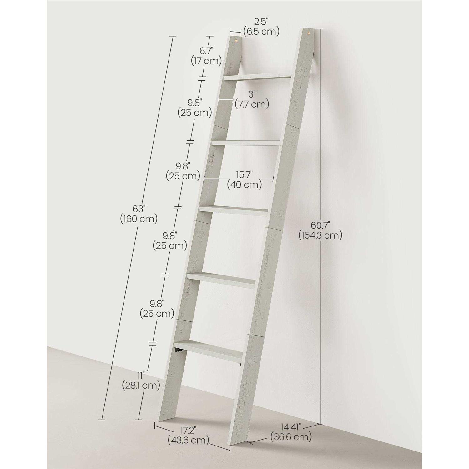 VASAGLE Blanket Ladder Decorative Farmhouse for The Living Room, 5-Tier Ladder Shelf, Ladder Rack for Storage and Decor - Image 3