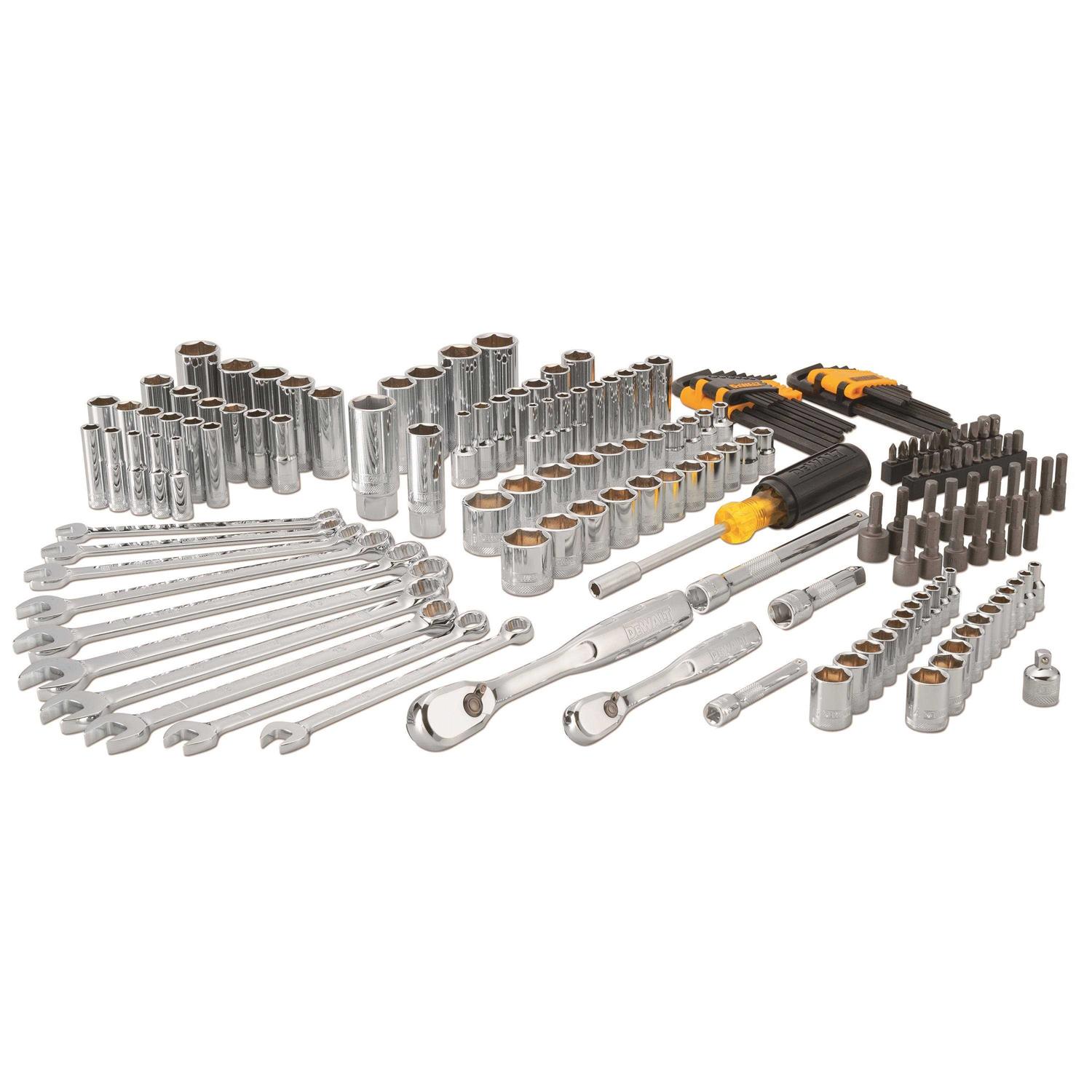 DeWalt Mechanics Tool Set 205 Pcs Durable Blow Mold Case Comfort Variety New