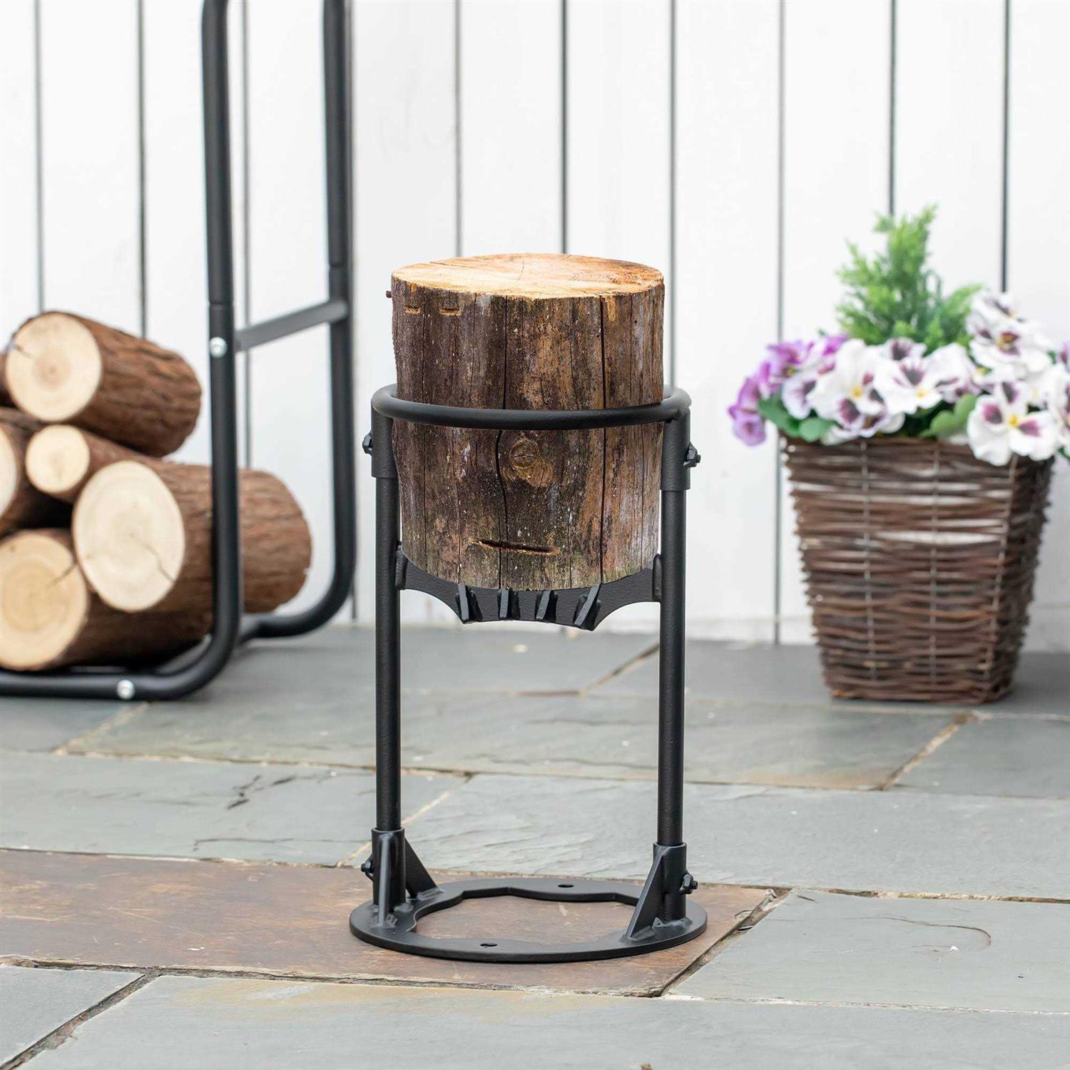 Outsunny Firewood Kindling Splitter Stand with Hand Guard Wood Splitter - Image 5