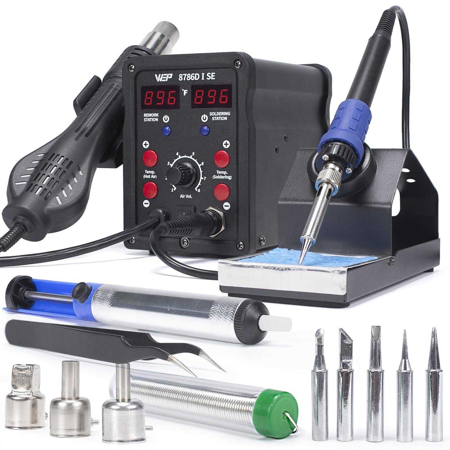 WEP 8786D-I SE Hot Air Soldering Iron Station Kit 2-IN-1 for Rework