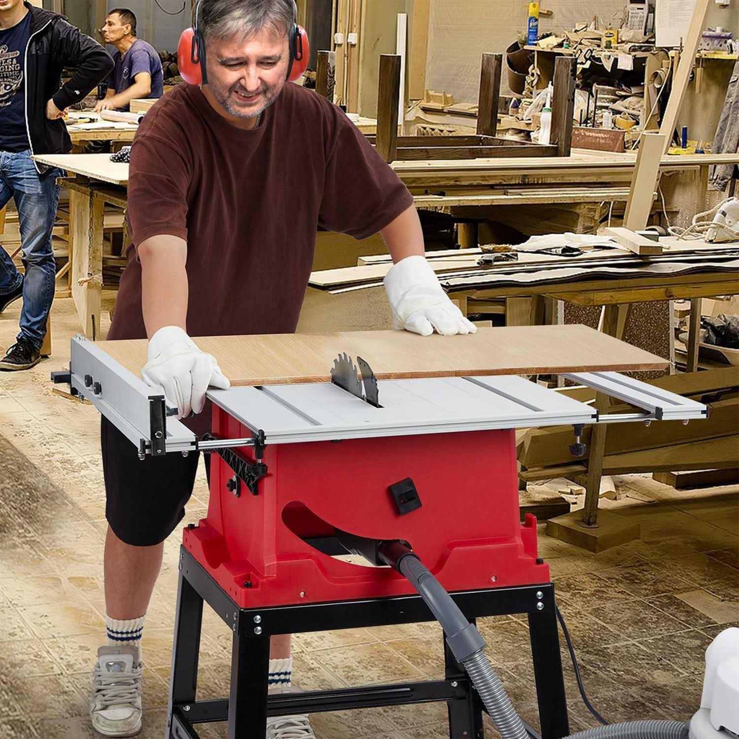 Table Saw 10 Inch 15A Multifunctional Jobside Table Saw with Stand & Push Stick - Image 4