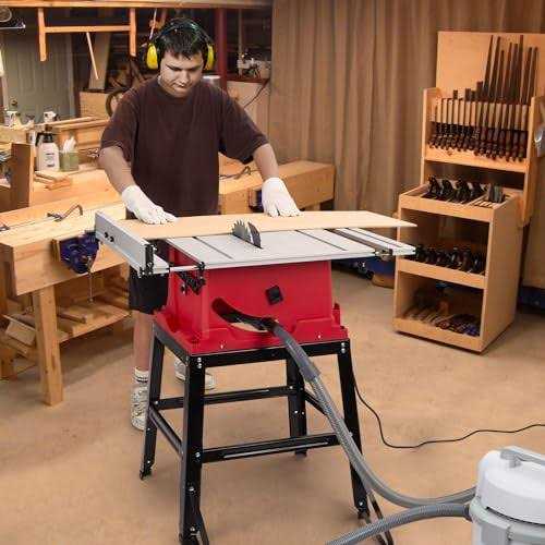 Table Saw 10 Inch 15A Multifunctional Jobside Table Saw with Stand & Push Stick - Image 5