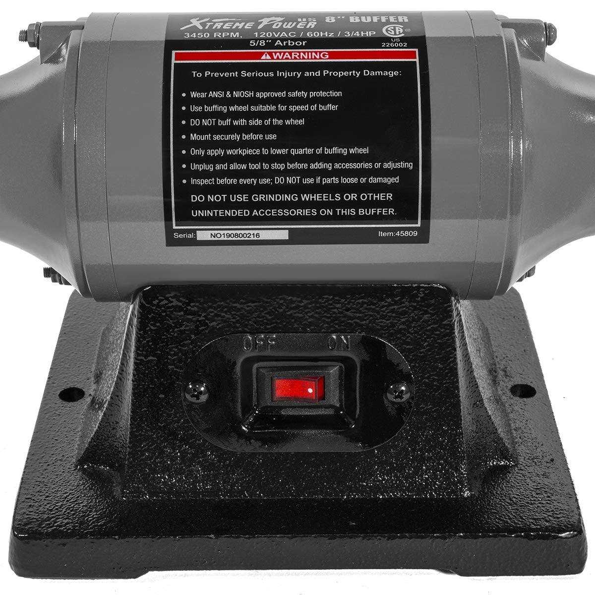 XtremepowerUS 8 Dual Buffer Benchtop Buffer Grinder 3/4HP Polisher Buff Grinder Polishing Grinder Machine - Image 4