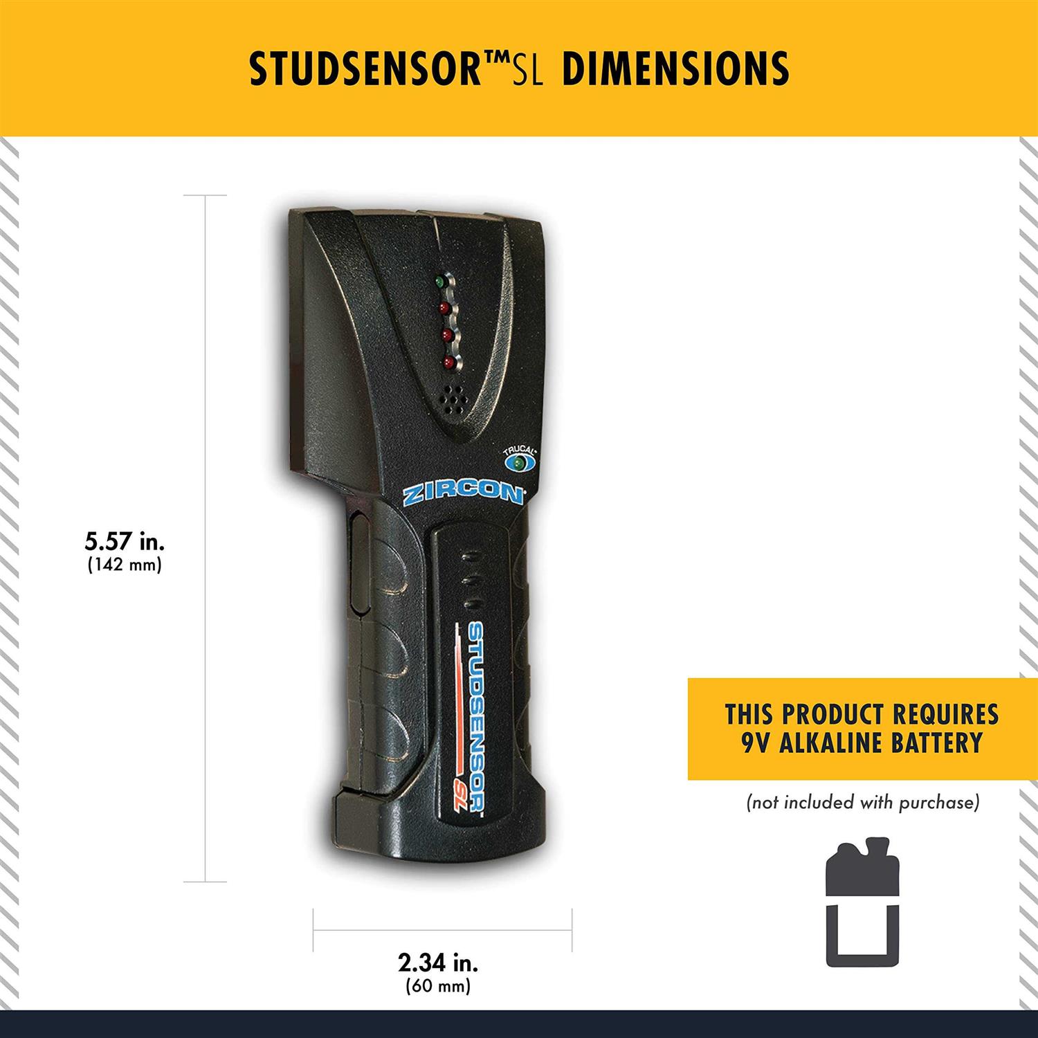 Zircon Stud Sensor SL, Metal And Wood Stud Finder Edge Finding Wall Scanner - Image 3