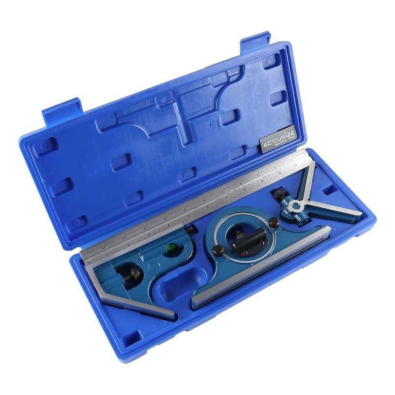 Accusize Industrial Tools 12'' 4 Combination Square Ruler Set Protractor Satin - Image 3