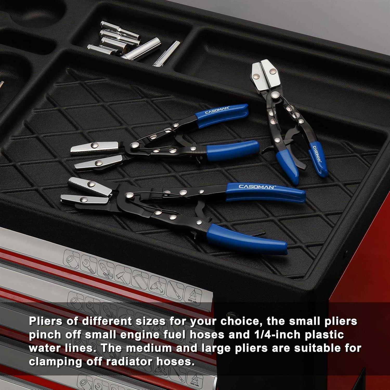 CASOMAN 3PC Hose Pincher Pliers Set Locking Ratcheting Hose Pinch Off Pliers for Automotive Hose Lines - Image 3