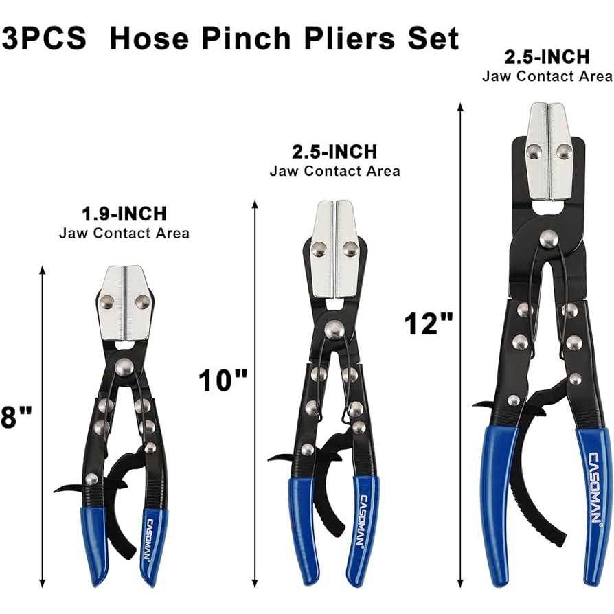 CASOMAN 3PC Hose Pincher Pliers Set Locking Ratcheting Hose Pinch Off Pliers for Automotive Hose Lines - Image 5
