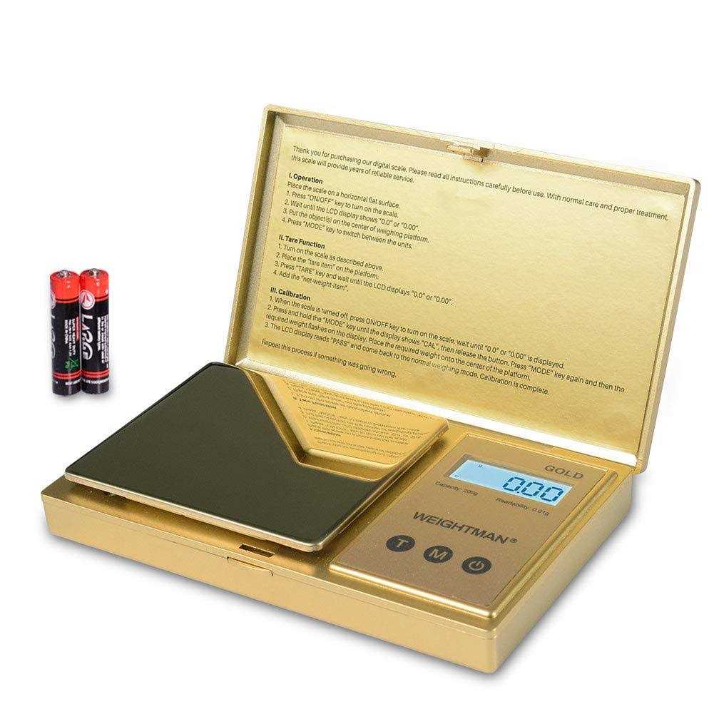 WEIGHTMAN Digital Scale Gram 200g/0.01g Pocket Scale Gold Titanium Plating