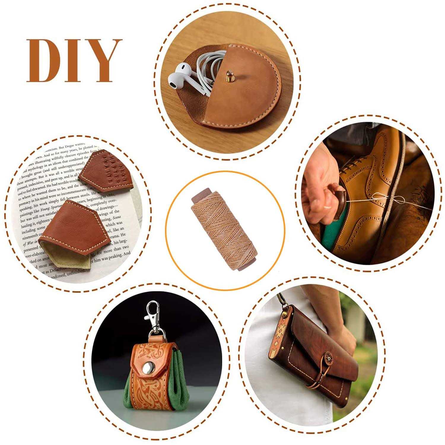 11 Pieces Bookbinding Kit Starter Tools Set Bone Folder Paper Creaser, Waxed Thread, Awl, Large-Eye Needles for DIY Bookbinding Crafts and Sewing - Image 5