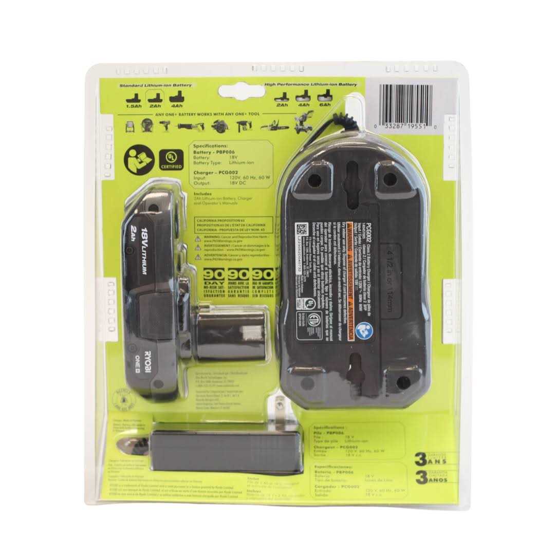 Ryobi ONE+ 18V Lithium-Ion 2.0 Ah Compact Battery and Charger Starter Kit PSK005 - Image 4