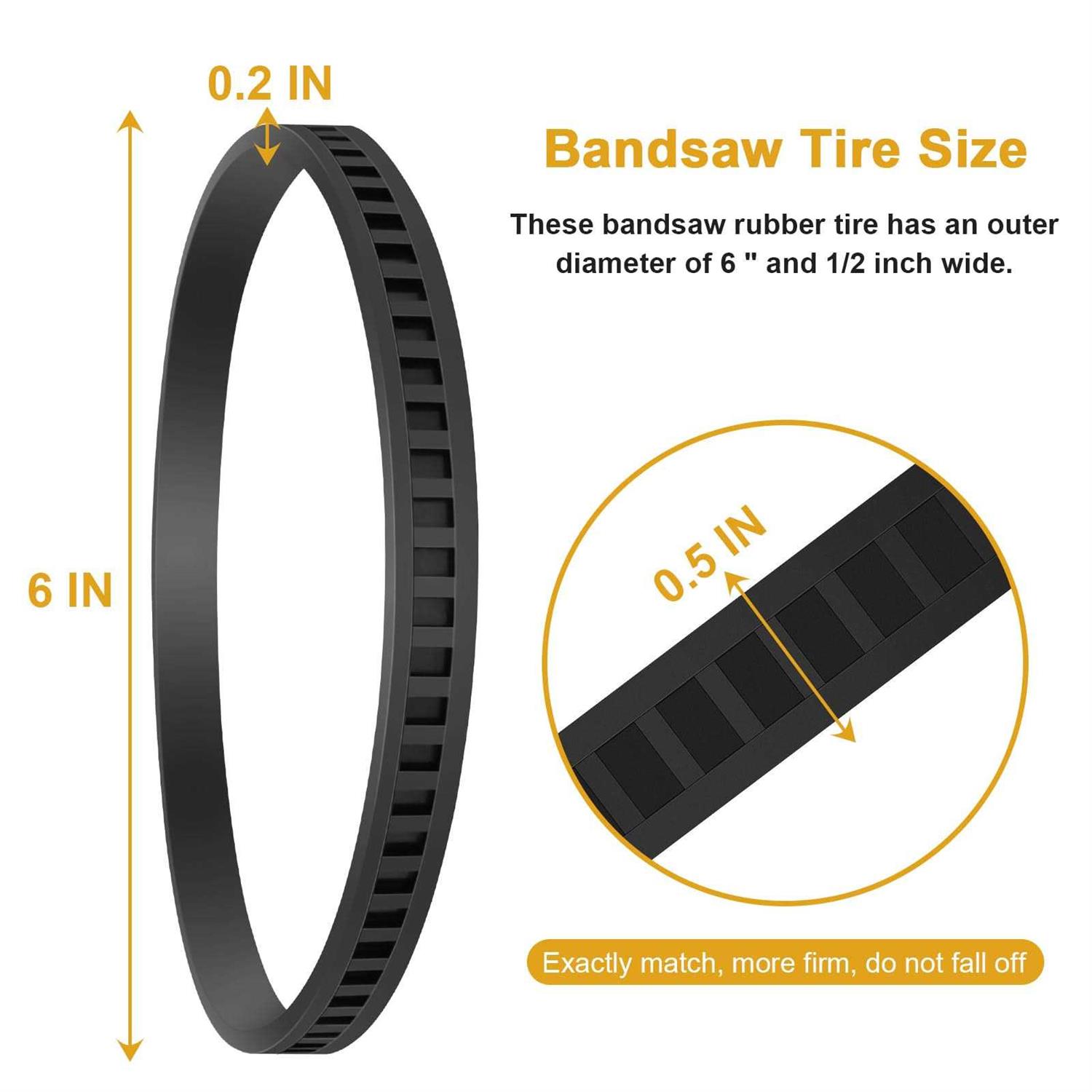 Showingo 4 Pack 650721-00 Bandsaw Rubber Tires Replacement for Dewalt Band Saw Tires and Milwaukee Bandsaw Pulley Tires DWM120 A02807 DCS374 DW328K D28770 - Image 4