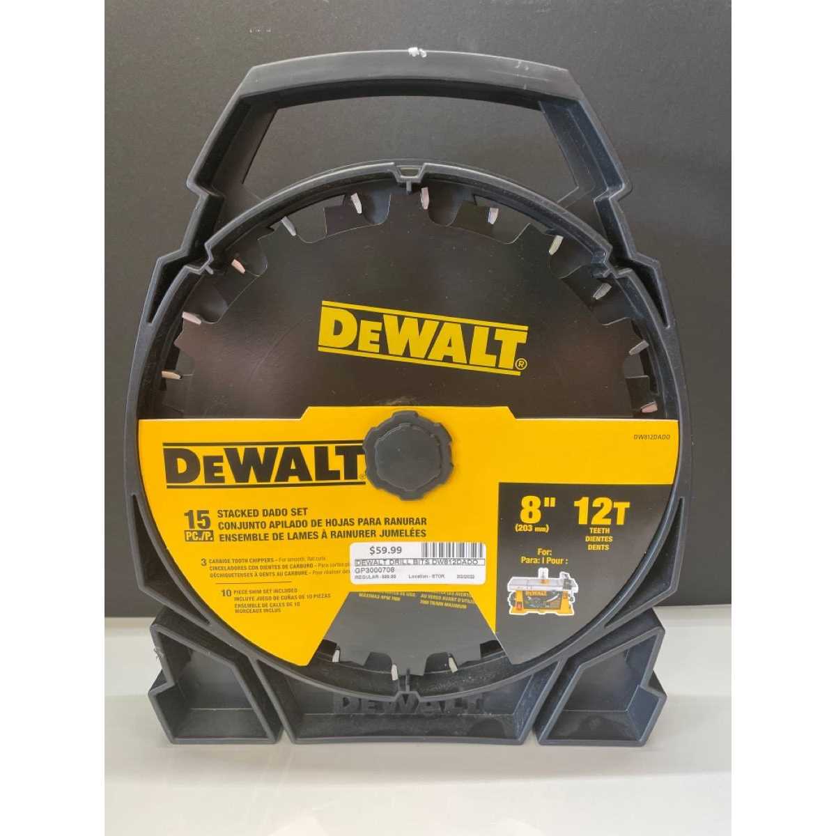 DEWALT 8-in 12-Tooth Carbide Dado Miter/Table Saw Blade DW812DADO - Image 3