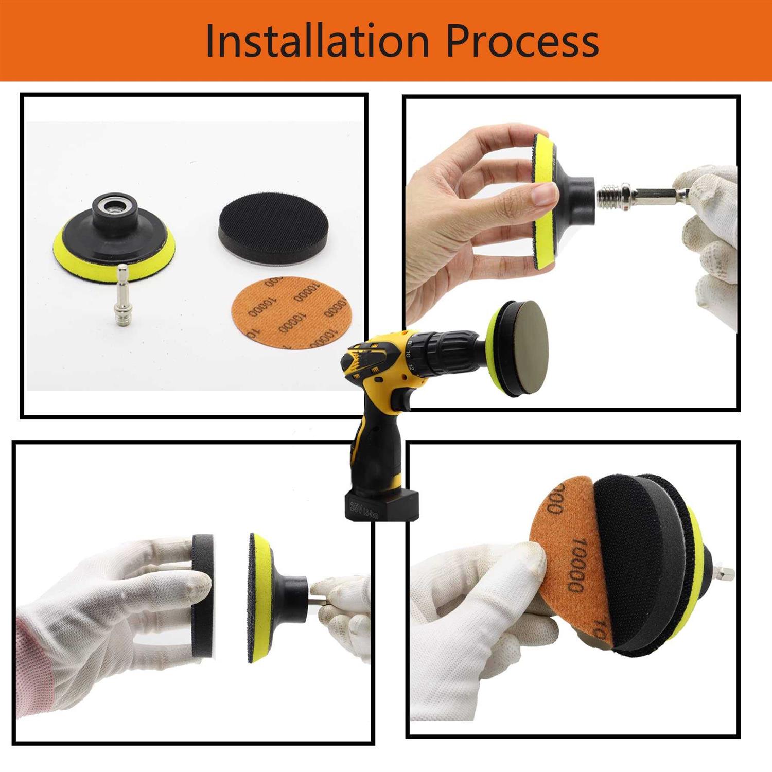 CTPICXM 65pcs Sandpaper 3Inch Sanding Disc 60-10000 Grit Wet Dry Sandpaper with M10 Backing Pad,2pcs Interface Pad for Wood Metal Mirror Jewelry Car - Image 4