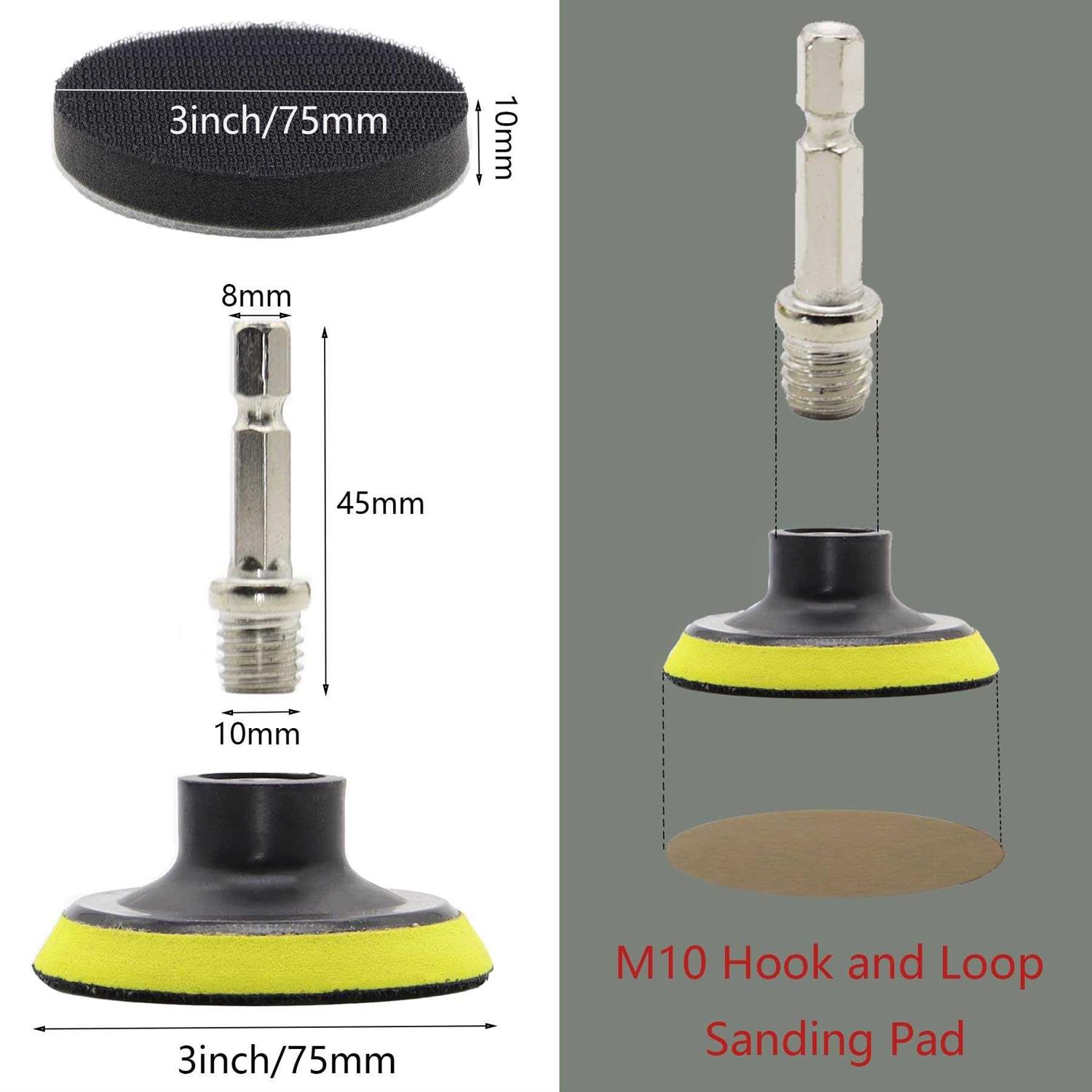 CTPICXM 65pcs Sandpaper 3Inch Sanding Disc 60-10000 Grit Wet Dry Sandpaper with M10 Backing Pad,2pcs Interface Pad for Wood Metal Mirror Jewelry Car - Image 5