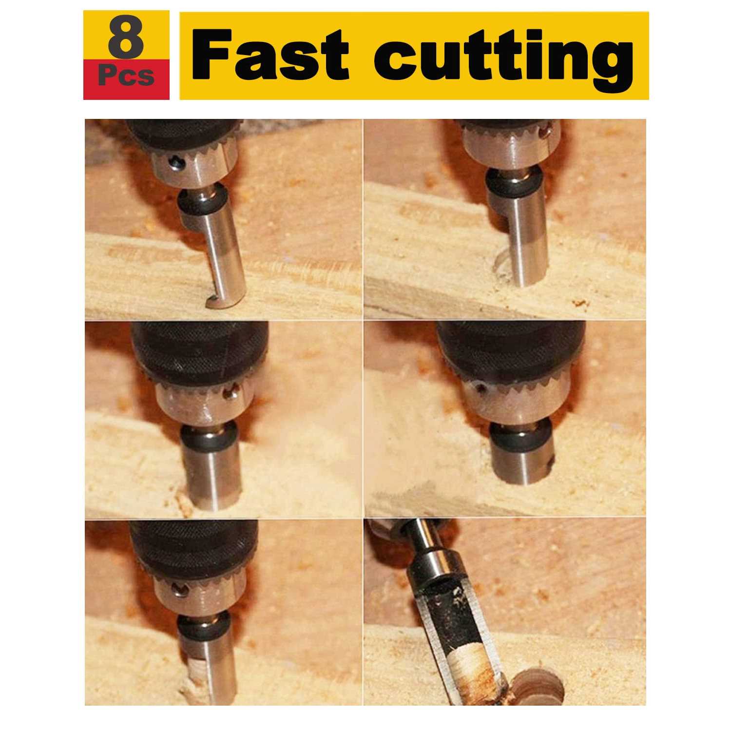 Rocaris 8pcs Wood Plug Cutter Drill Bit Set Straight and Tapered Taper Cutting Tool Cork Drill Bit Knife 6mm 10mm 13mm 16mm - Image 5