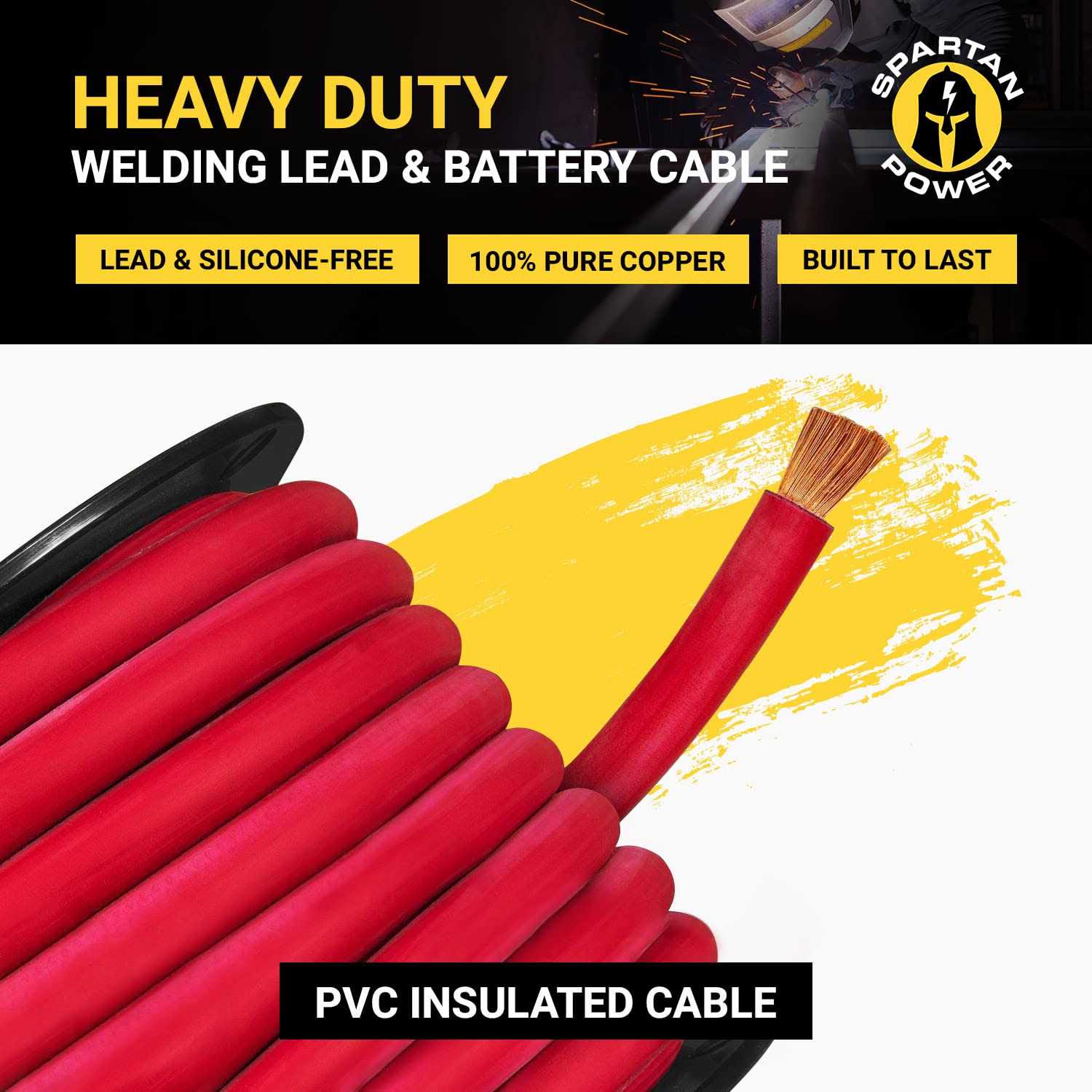 Spartan Power Welding Lead & Car Battery Cable Copper Wire DIY Bulk Car Battery Cable - Image 5