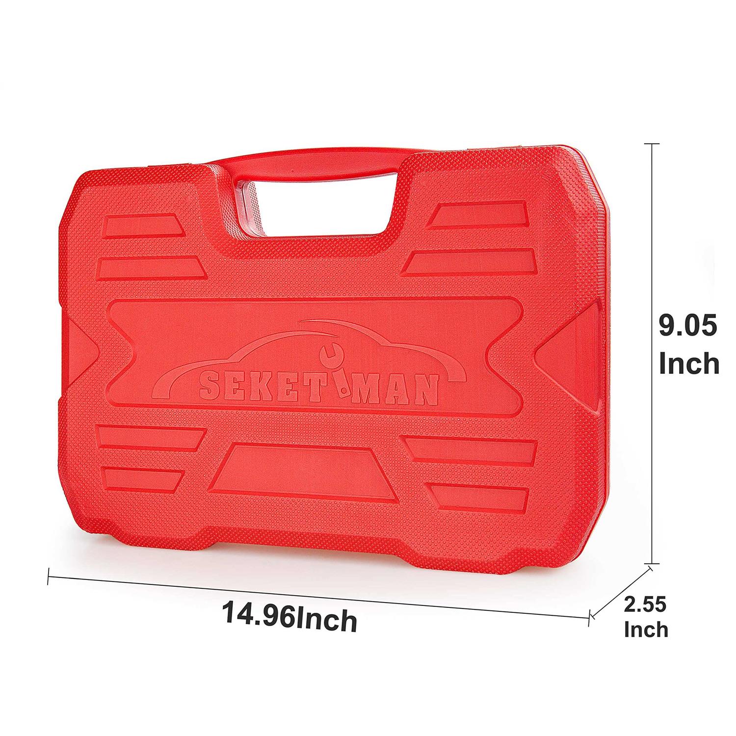 SEKETMAN 3/8-Inch Drive Impact Socket Set,49 Pieces,SAE/Metric,Deep/Shallow,,6 Point,CR-V Steel,Includes Extension Bar,Adapter - Image 4