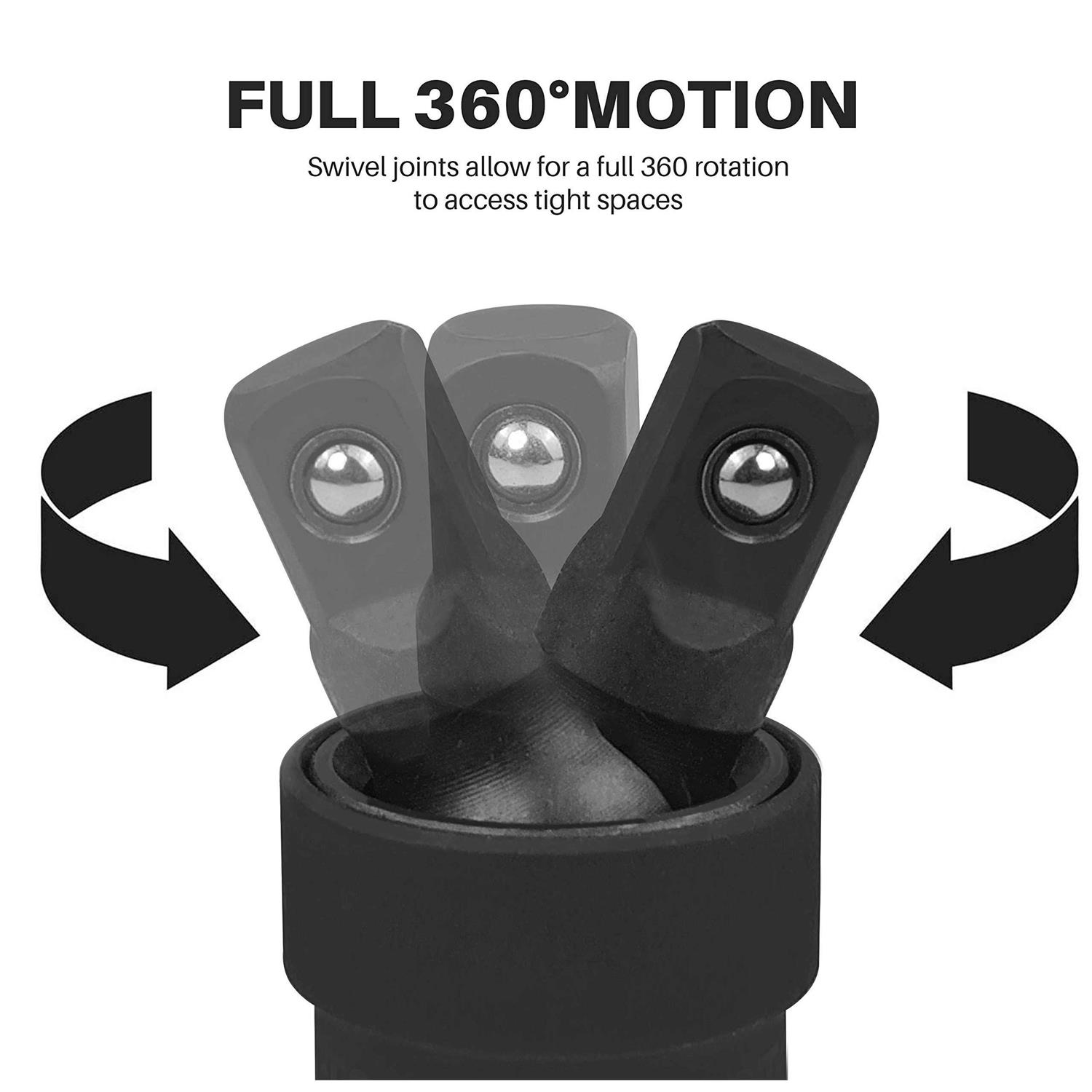 SEKETMAN 3/8-Inch Drive Impact Socket Set,49 Pieces,SAE/Metric,Deep/Shallow,,6 Point,CR-V Steel,Includes Extension Bar,Adapter - Image 5