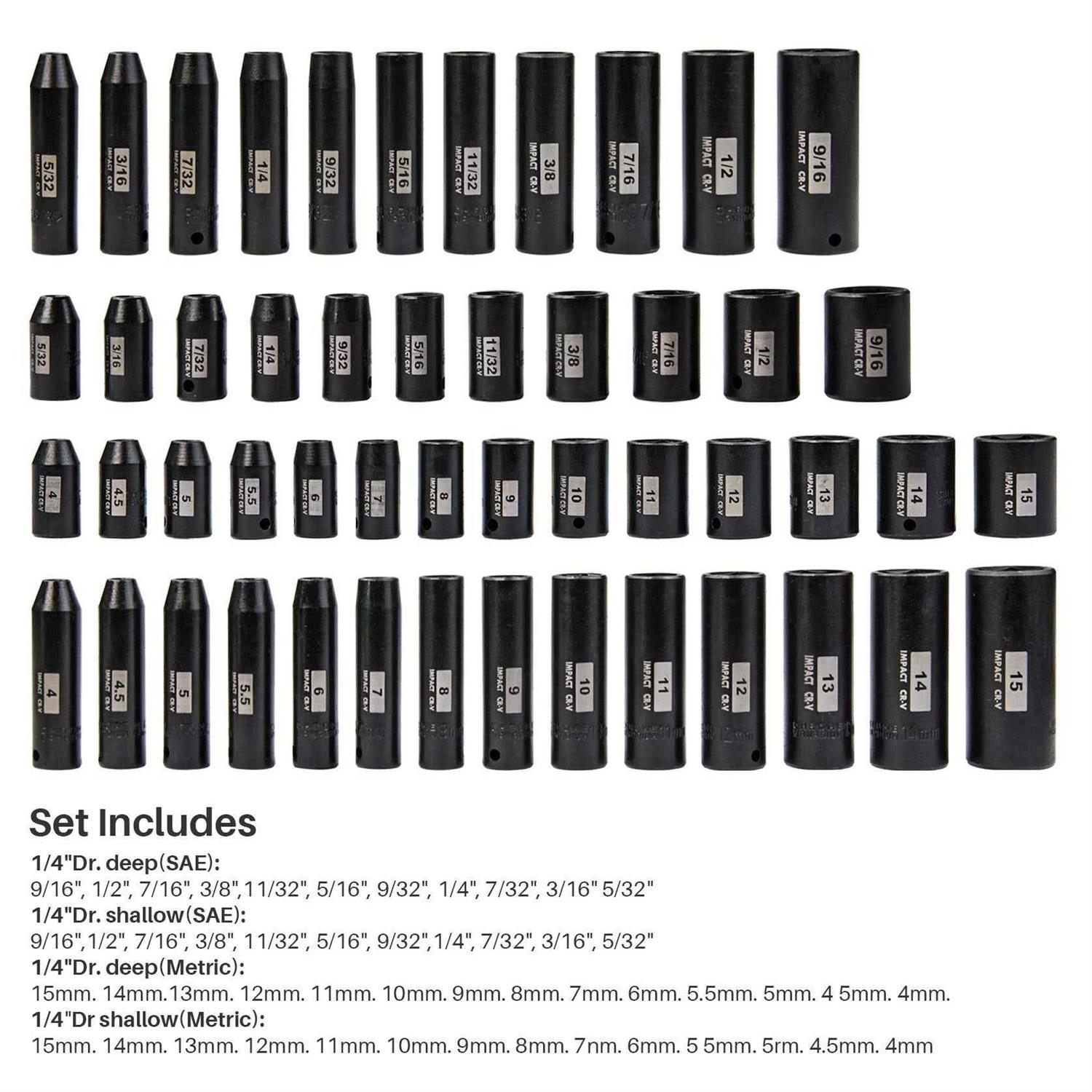 SEKETMAN 50-Piece 1/4 inch Drive Deep And Shallow Impact Socket Set - Image 4