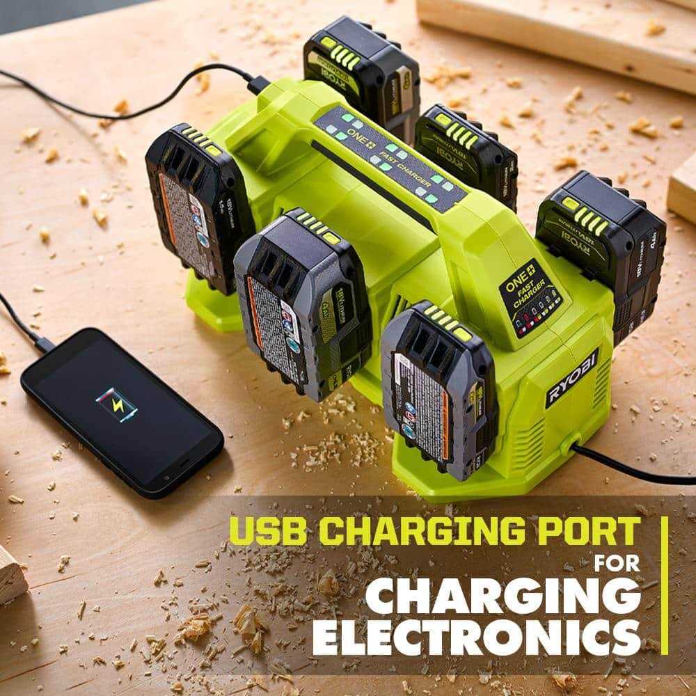 RYOBI ONE+ 18V Lithium-Ion 2.0 Ah Compact Battery with 6-Port Charger - Image 4