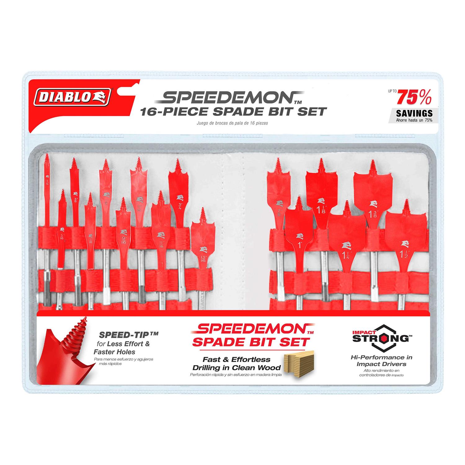 Diablo SPEEDemon 16 Piece Spade Bit Set DSP2980-S16