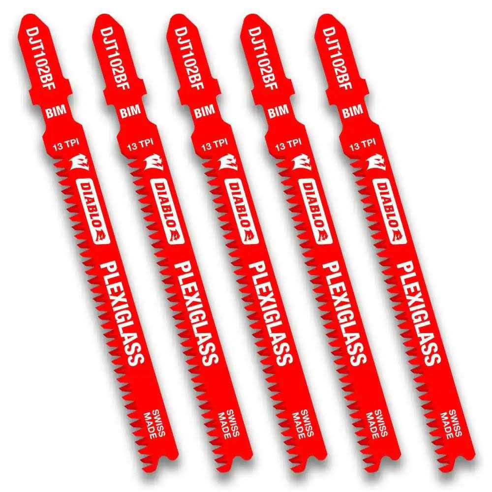Diablo 3-5/8 in. 13 TPI Bi-Metal T-Shank Jig Saw Blades for Plexiglass DJT102BF5 - Image 3