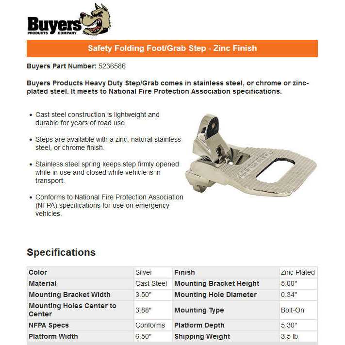 Buyers Products 5236586 Folding Foot/Grab Step - Image 5