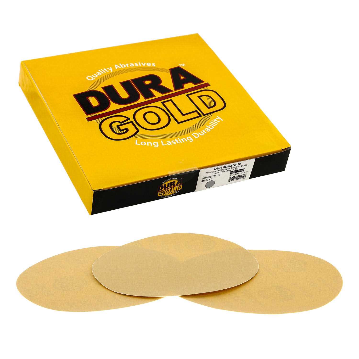 Dura-Gold Grit 8 Gold PSA Self Adhesive Stickyback Sanding Discs for DA Sanders