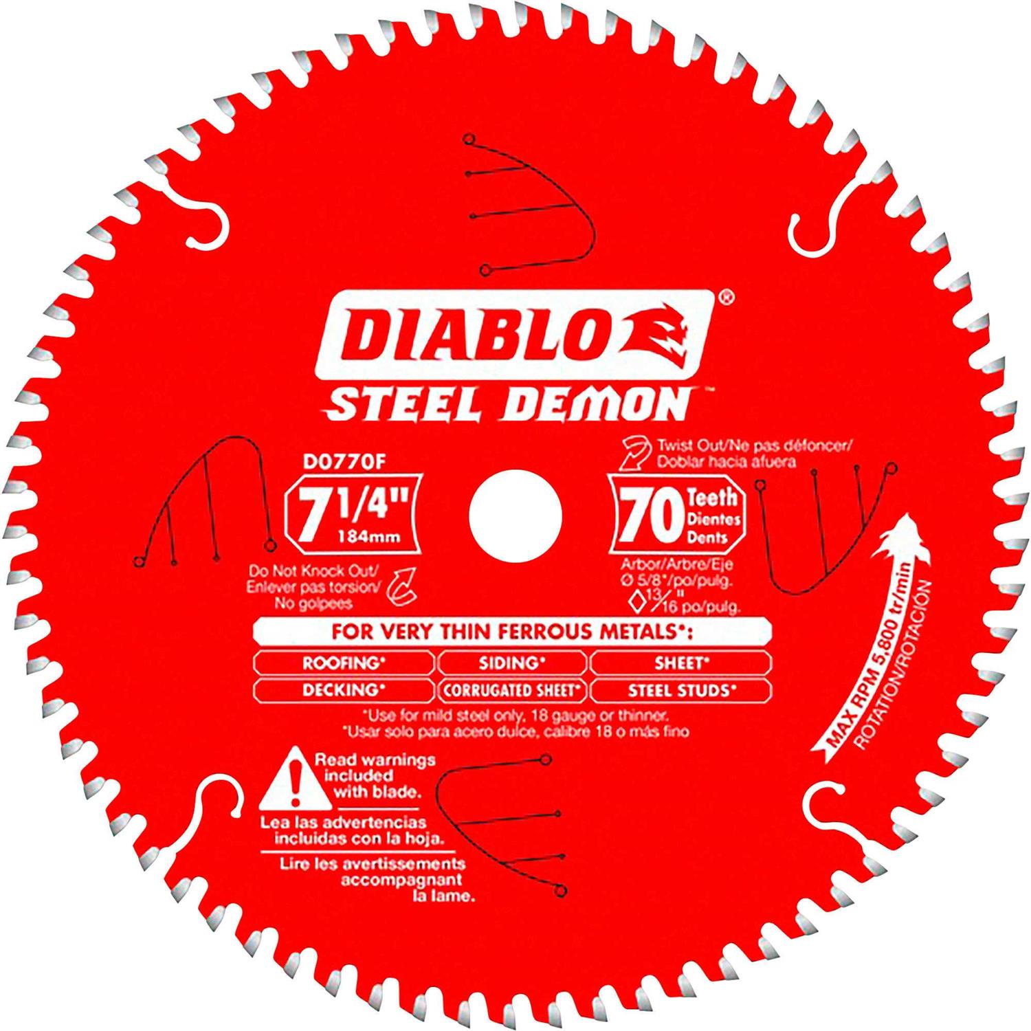 Diablo 7-1/4 in. x 70 Tooth Steel Demon Saw Blade D0770FA
