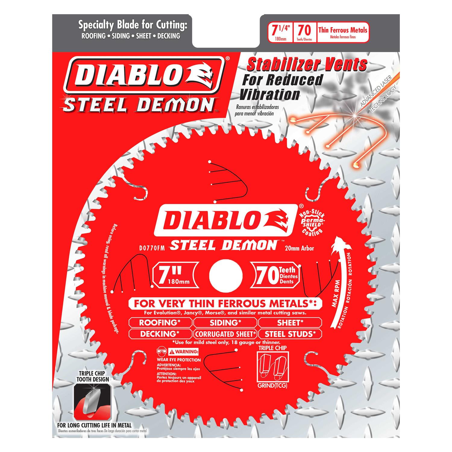 Diablo 7-1/4 in. x 70 Tooth Steel Demon Saw Blade D0770FA - Image 3
