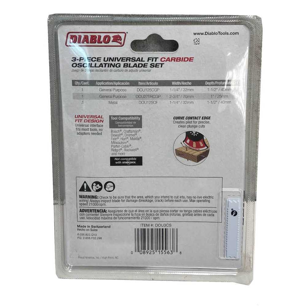 Diablo Universal Fit Carbide Oscillating Blade Set DOU3CS - Image 2