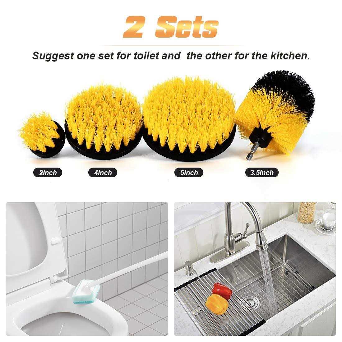 Shieldpro Drill Brush Attachment Set,Power Cleaning Scrub Brush,All Purpose Drill Brushes with Extend Long Attachment for Bathroom and Kitchen - Image 3