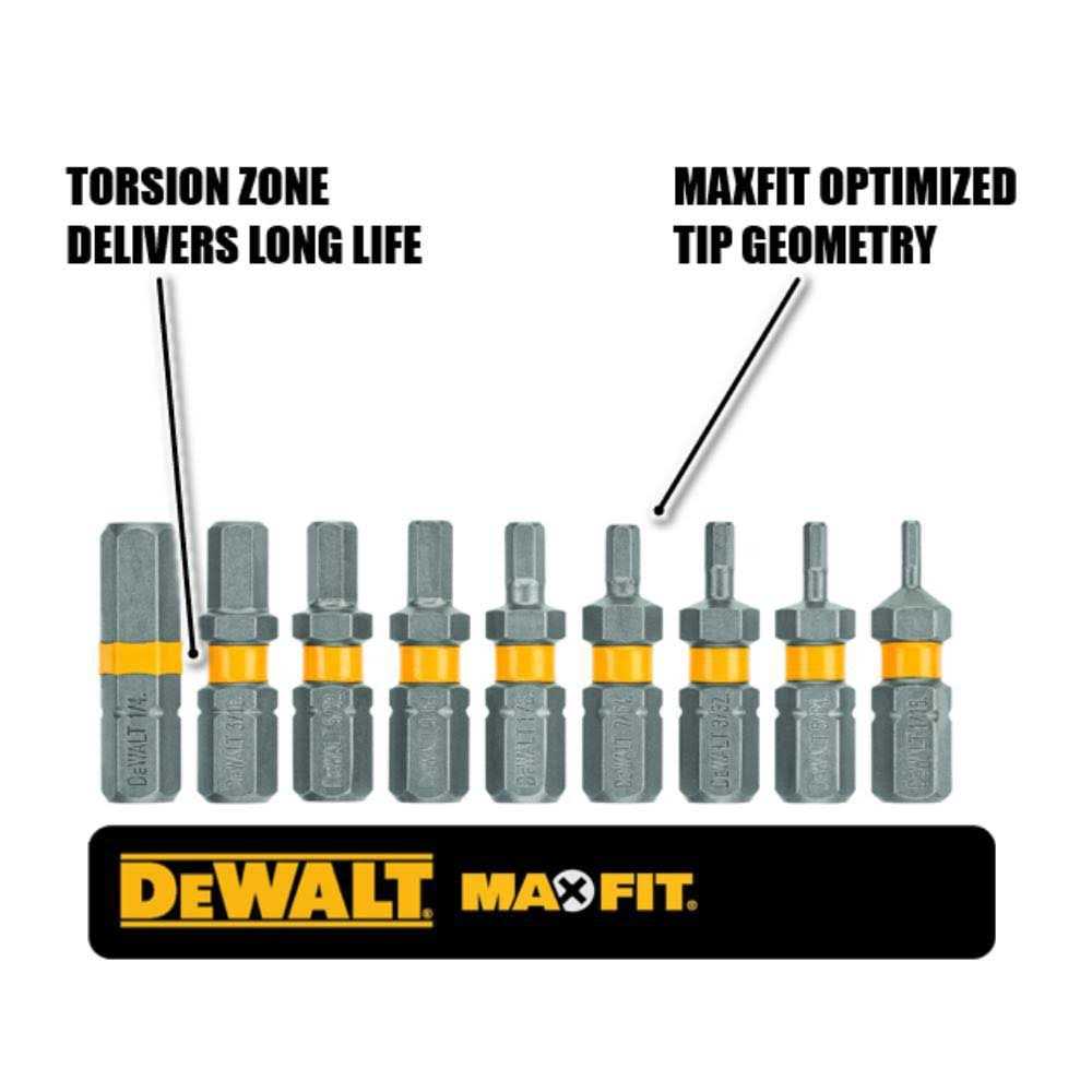 DeWalt Max Fit Hex 1 in. L Screwdriver Bit Set Steel 9 pk - Image 4