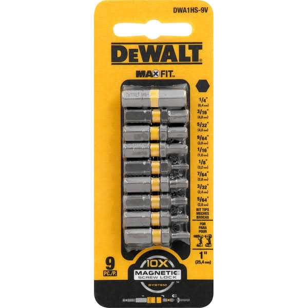Dewalt Max Fit Hex 1 in. L Insert Bit Set S2 Tool Steel 9 pc - Image 2