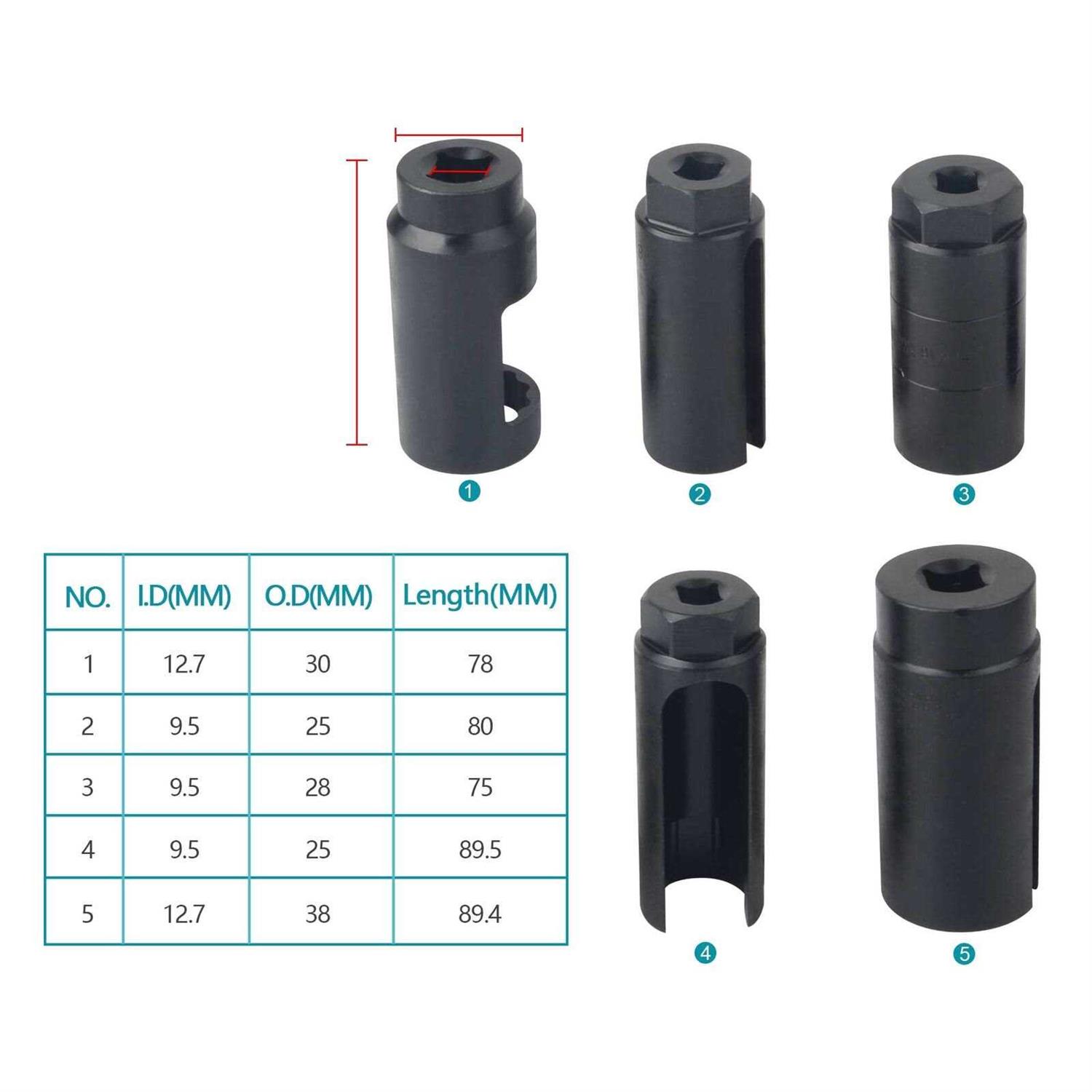 DAYUAN 7Pcs Oxygen Sensor Remover Set,3/8 & 1/2 Drive Oil Pressure Sending Unit Removal Kit O2 Sensor Socket Set - Image 3