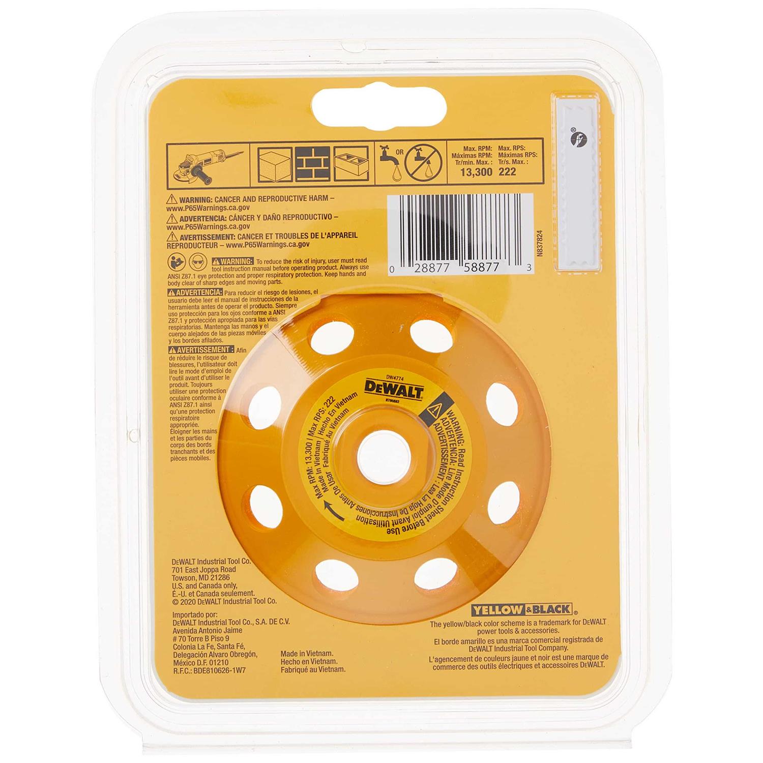 DeWalt Grinding Wheel Diamond Cup 4-1/2 DW4774 - Image 3
