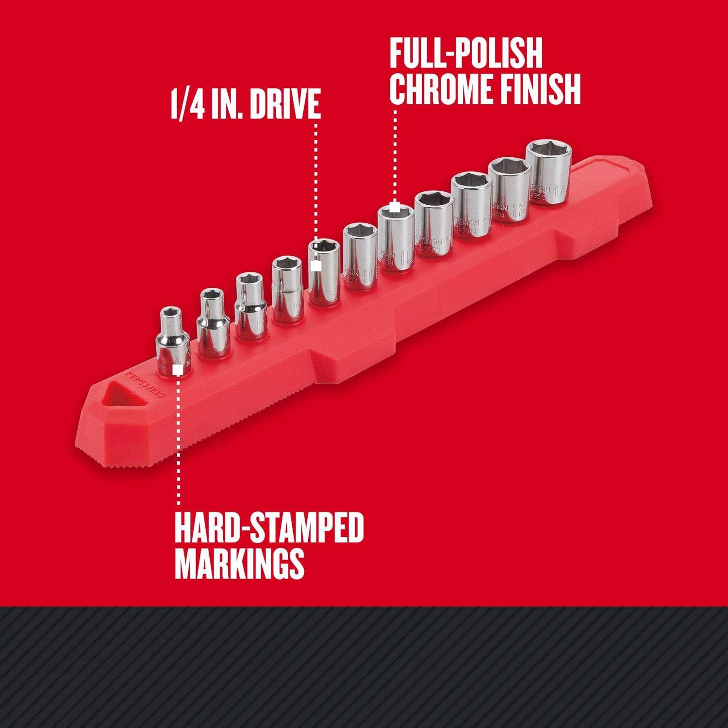 Craftsman 1/4 in. Drive Metric 6 Point Socket Set 11 pc - Image 5