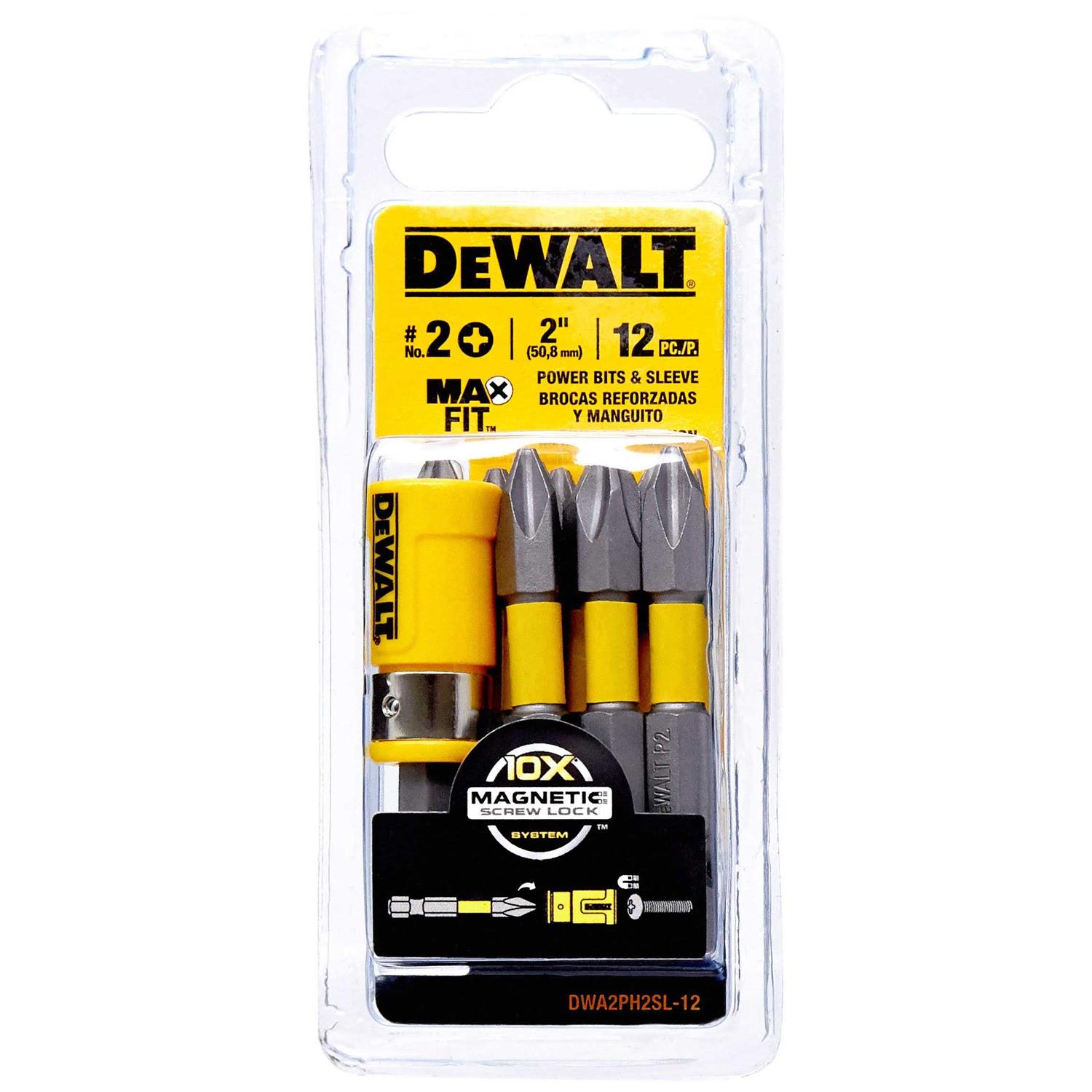 DeWalt Max Fit Phillips #2 X 2 in. L Power Bit and Sleeve Set S2 Tool Steel 12 pc